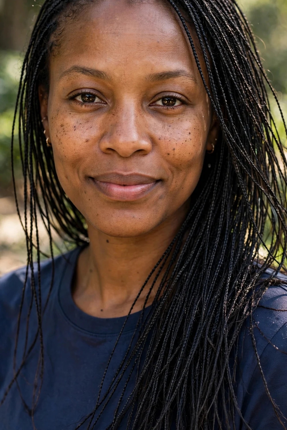 Woman with tiny micro braids