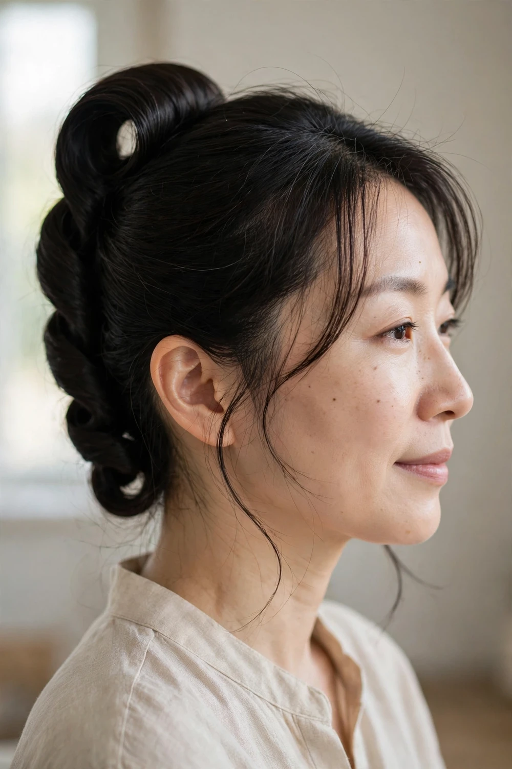 Modern French twist church hairstyle for fine hair