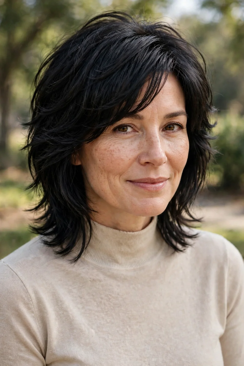 Modern wolf cut hairstyle with soft layers and contemporary texture