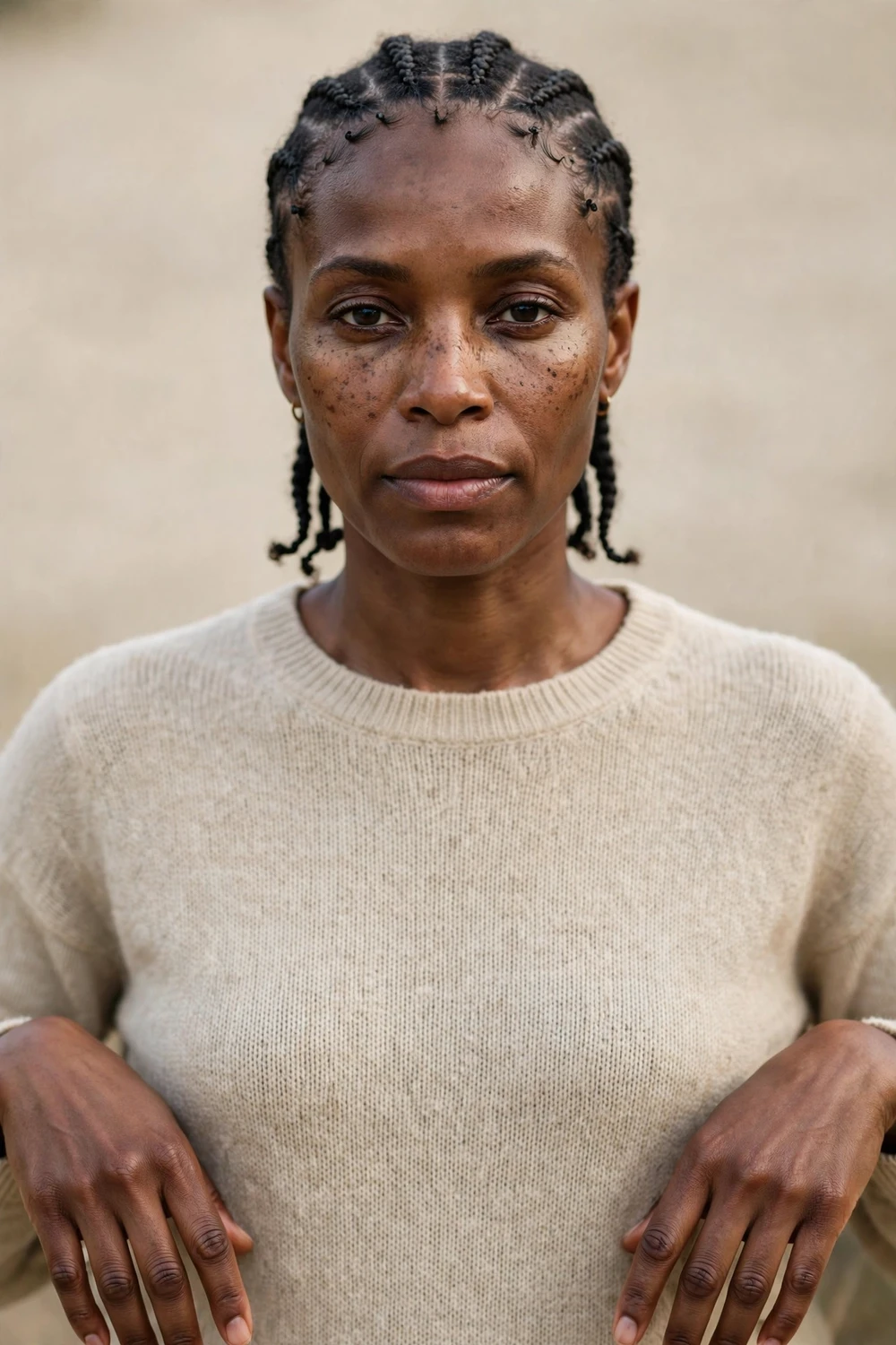 Natural feed-in cornrows with tapered start on a Black woman