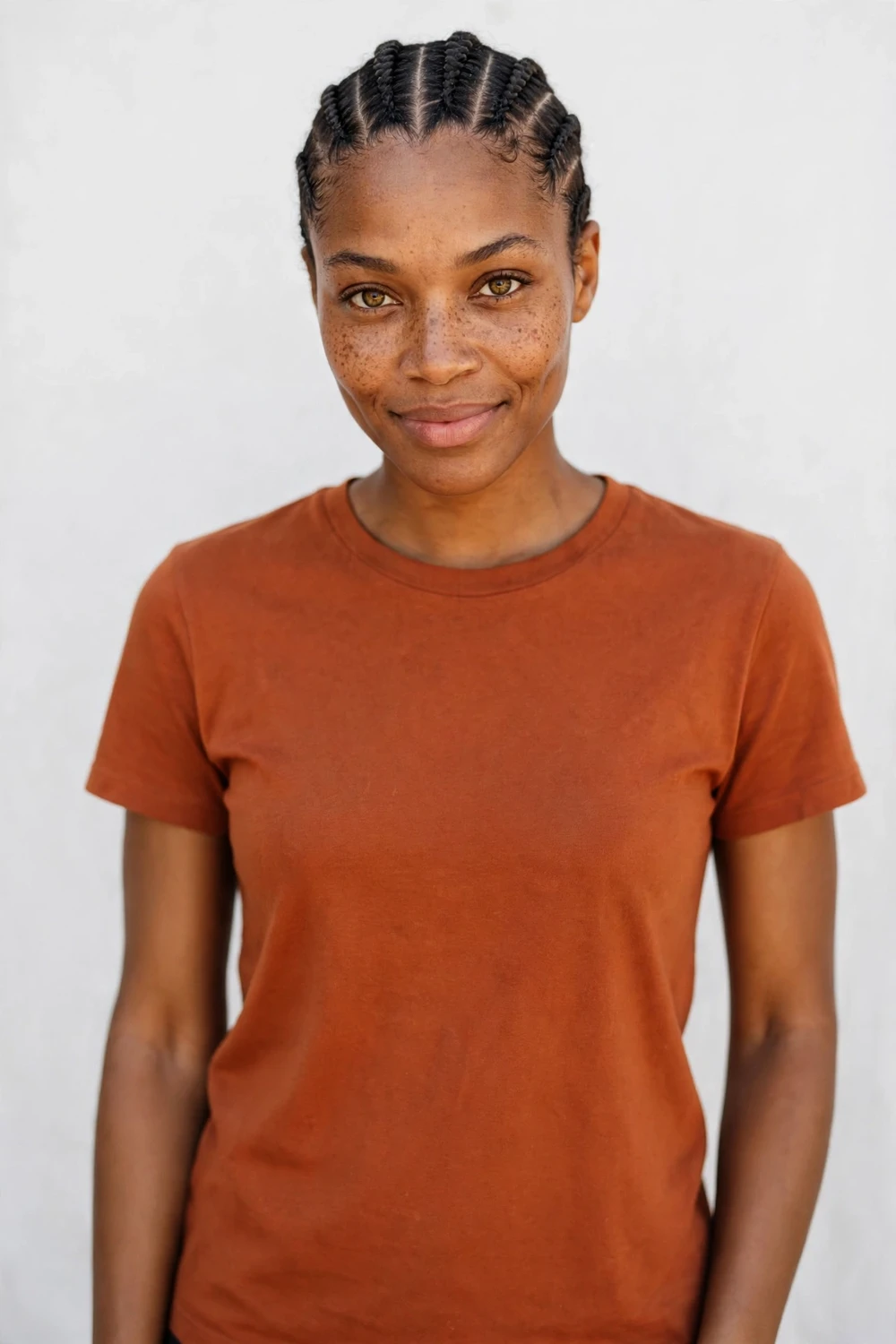 Natural stitch braids with clean visible stitch lines on a Black woman