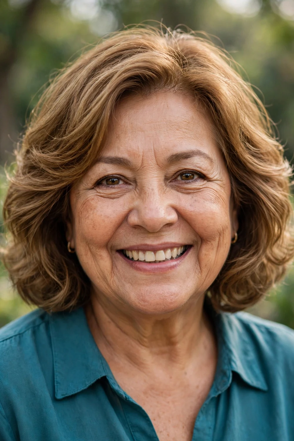 Woman over 60 with a wavy bob with soft waves adding body