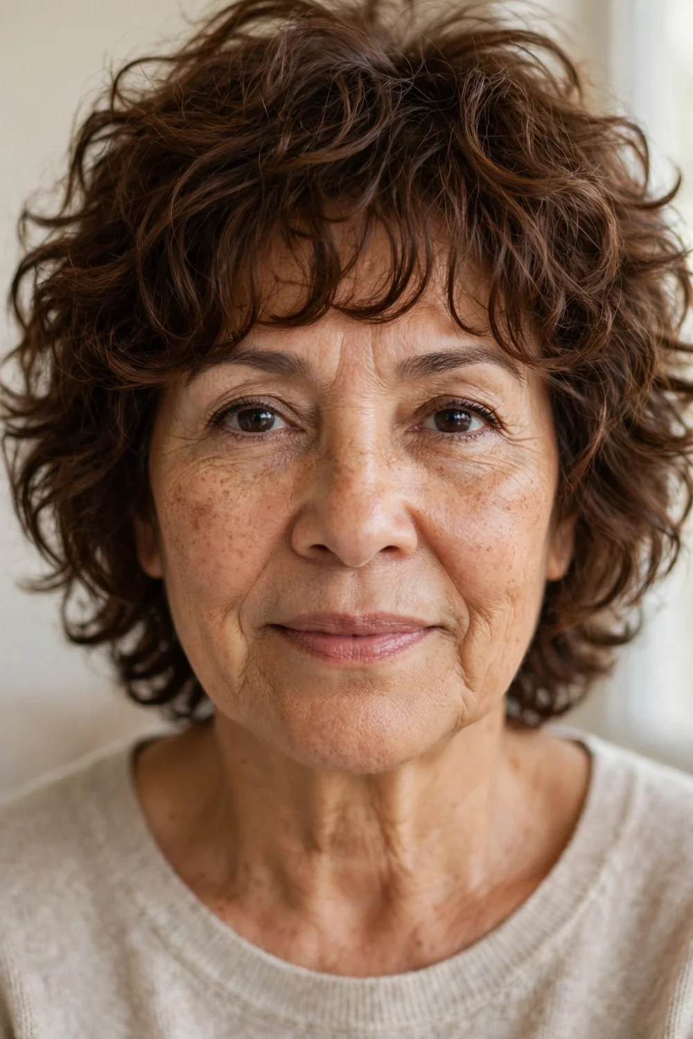 Older woman with defined curls from a perm rod set