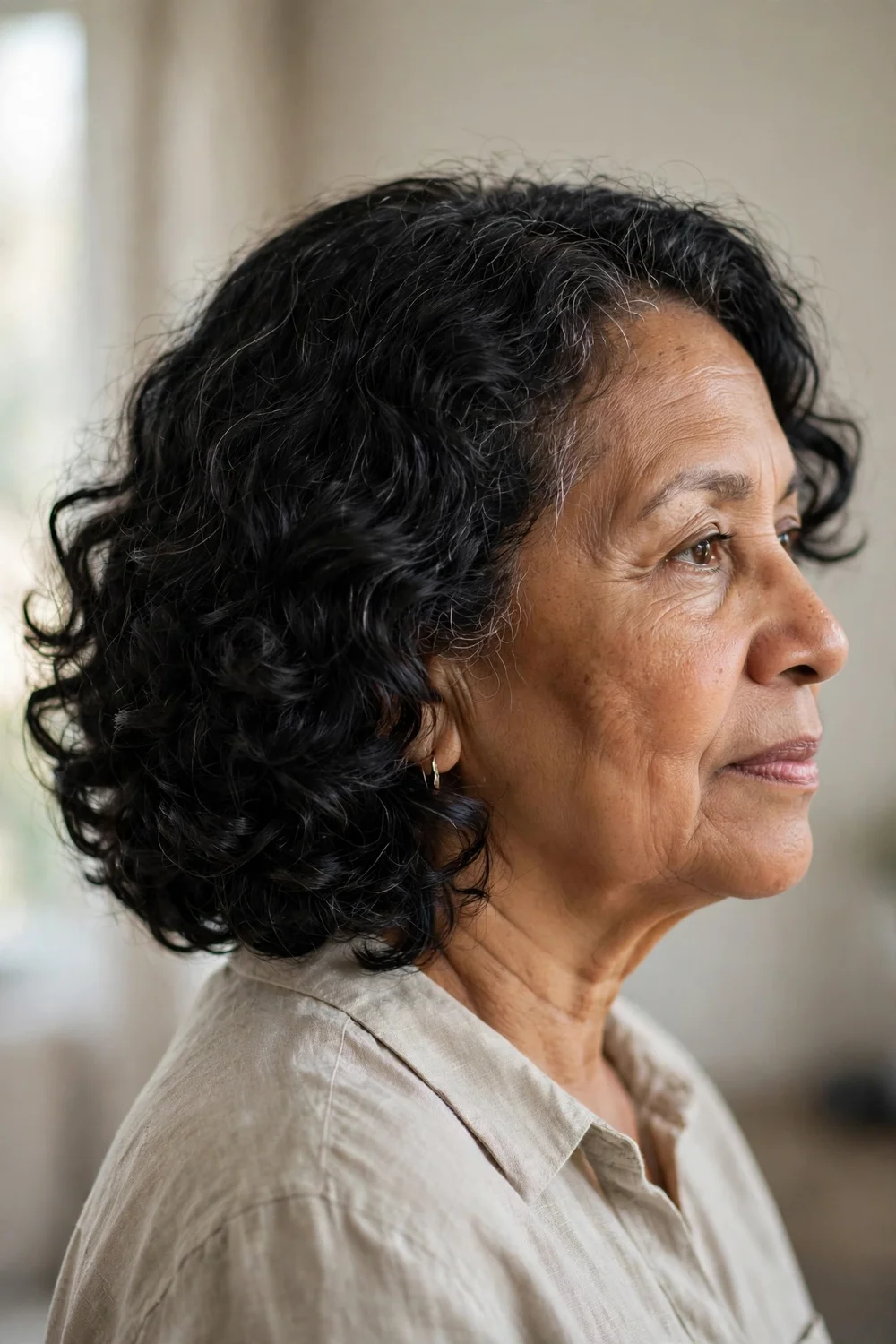 Older woman with a soft vintage pin-curl set