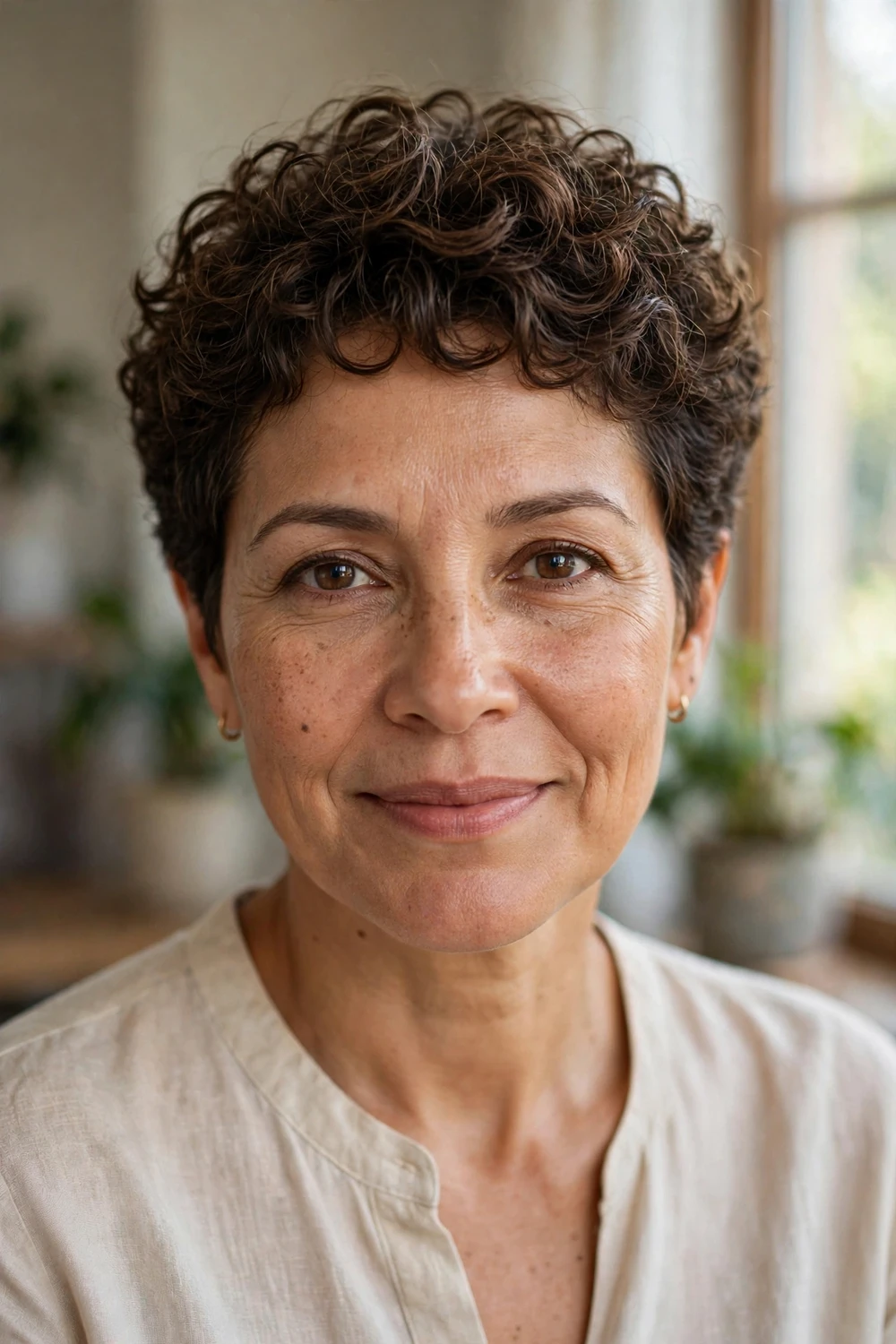 Curly pixie haircut for women over 40