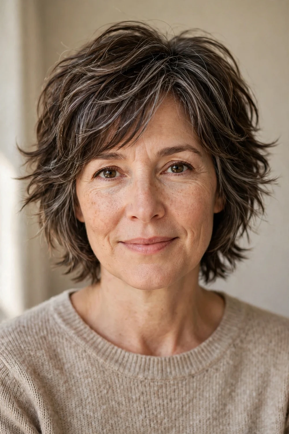 Grown-out pixie shag for women over 40