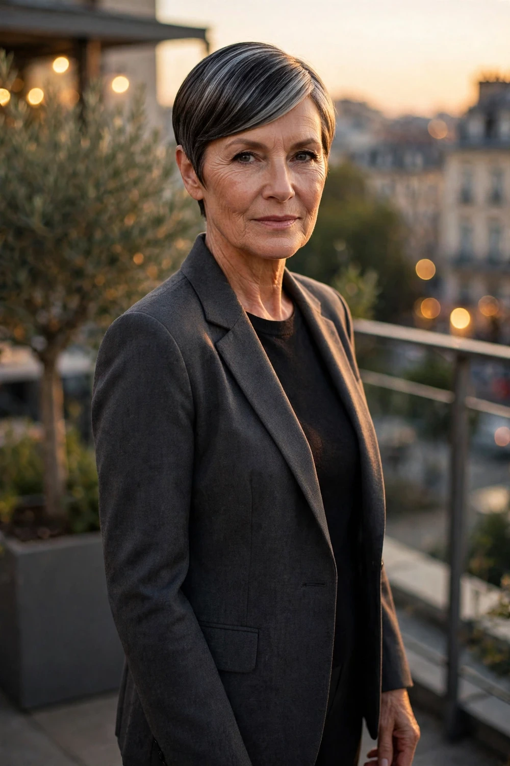 Sleek pixie haircut for women over 40