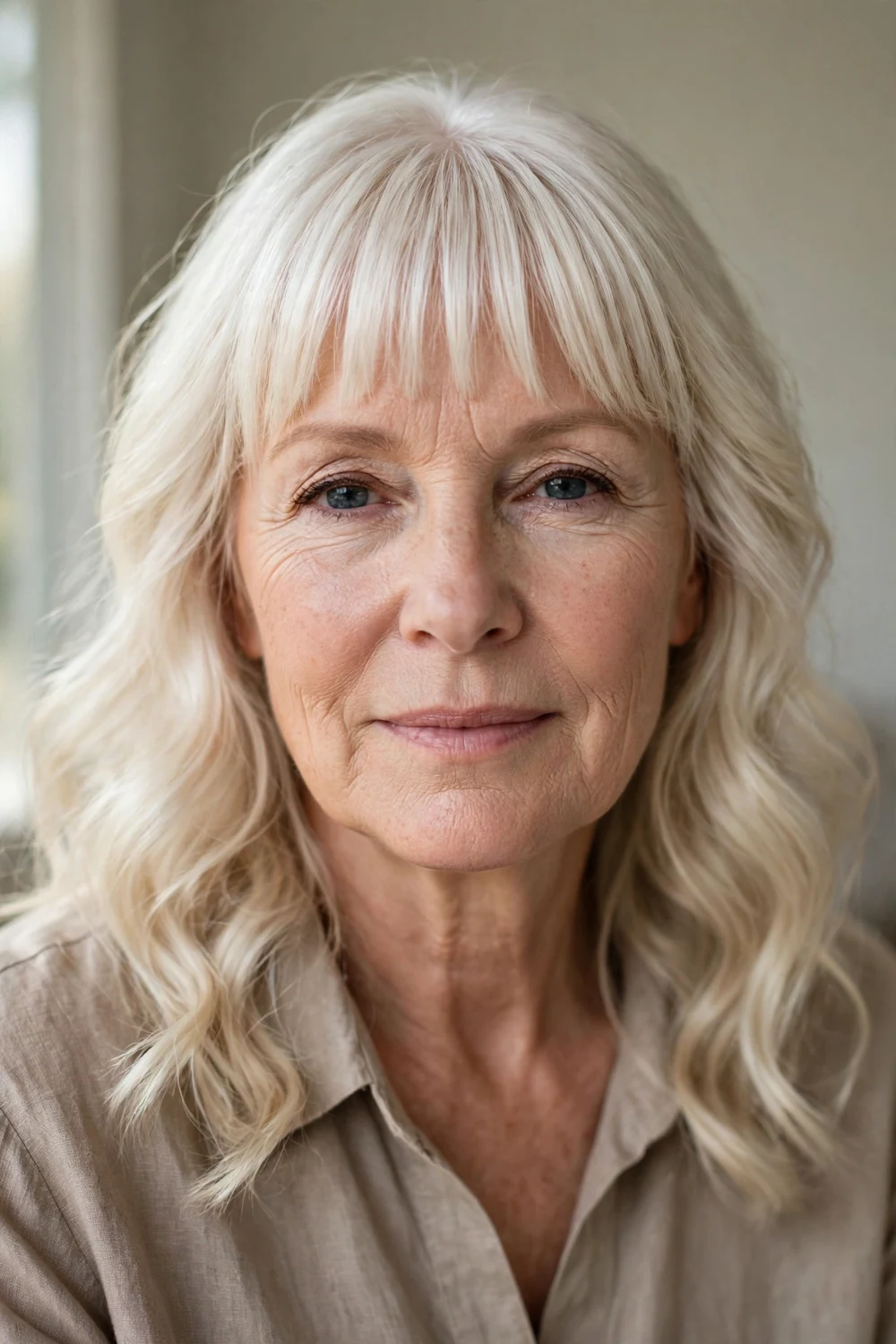 Platinum waves with straight bangs