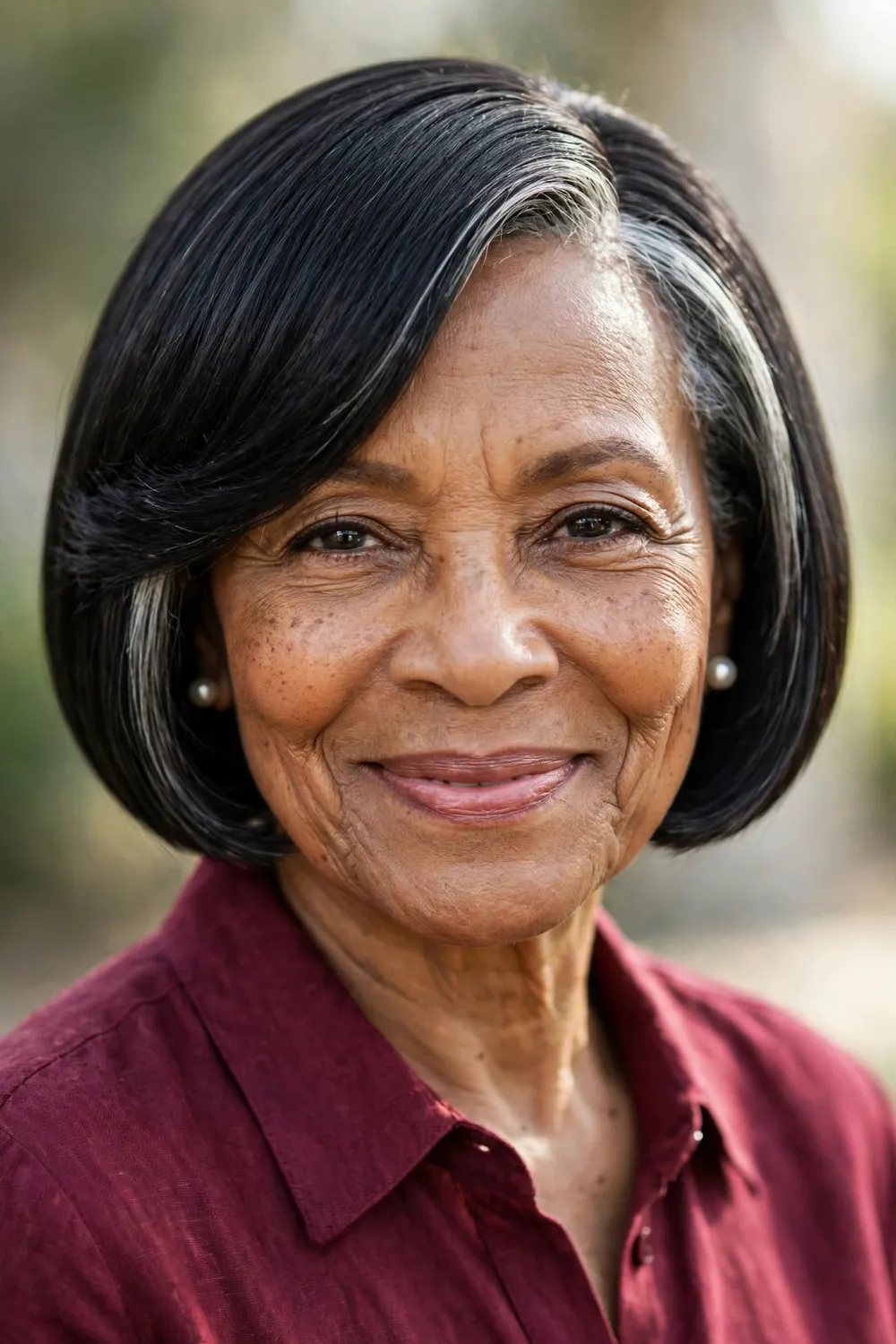 Mature woman with precision-cut layered bob