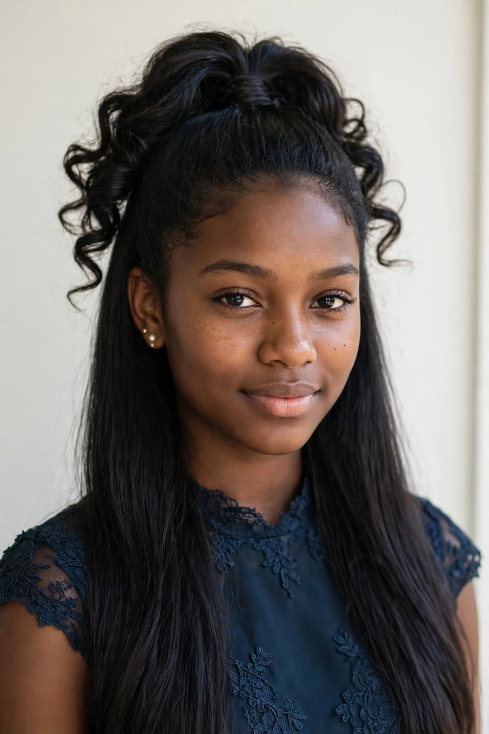 High half up ponytail prom hairstyle