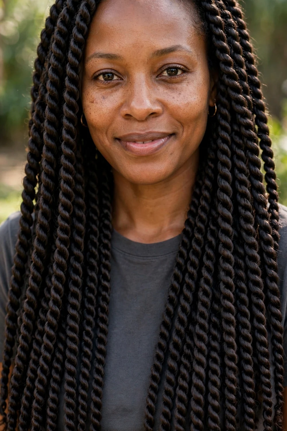 Woman with Senegalese style protective twists