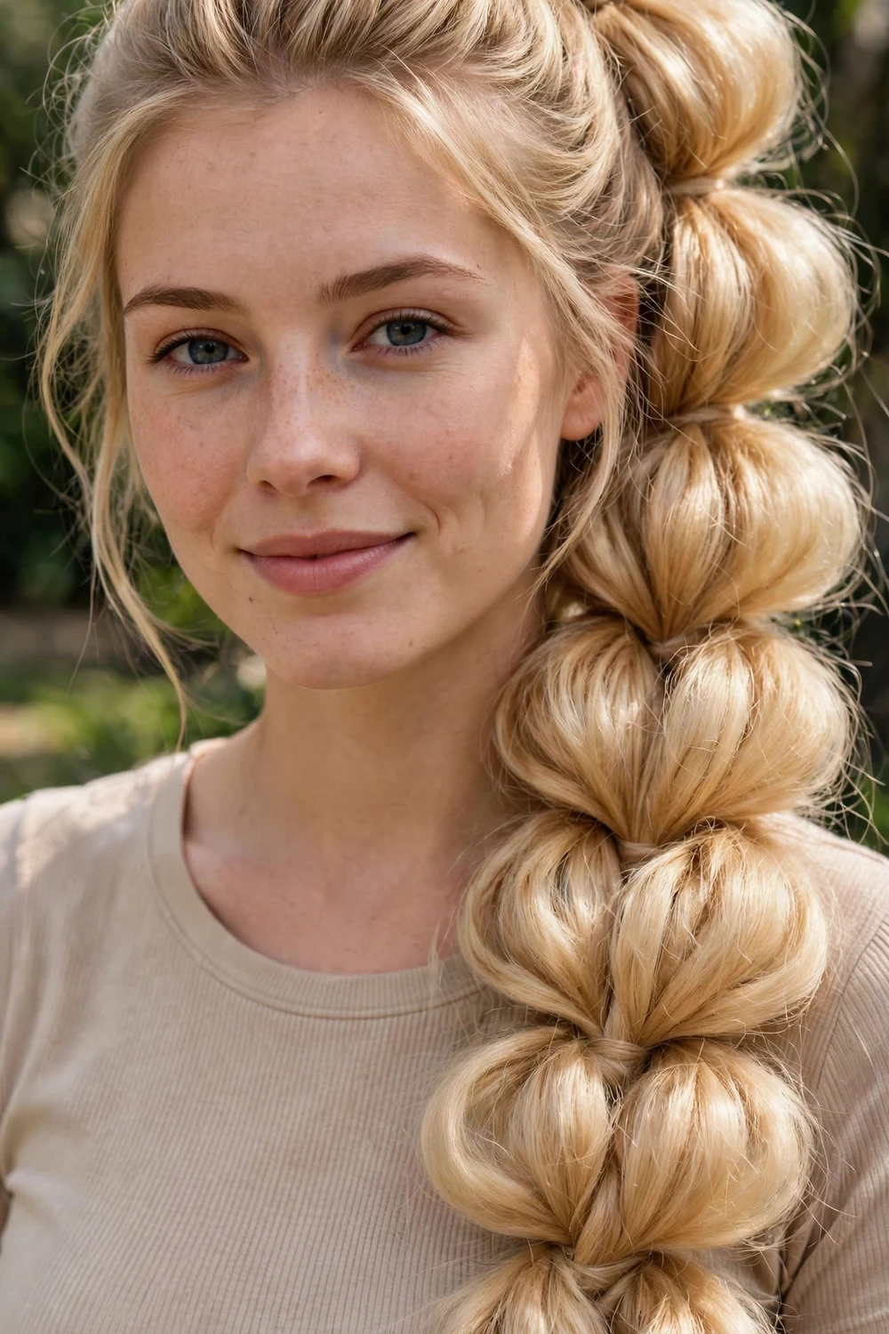 Woman with a voluminous pull-through braid