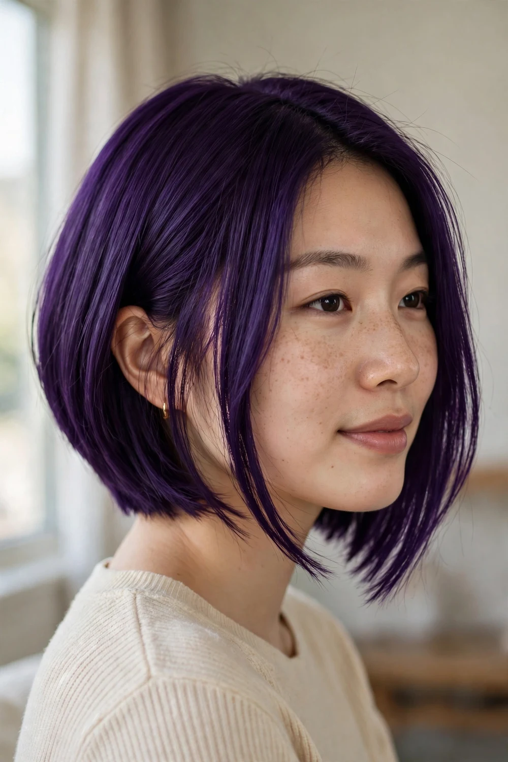 Purple A-line bob with rich violet color