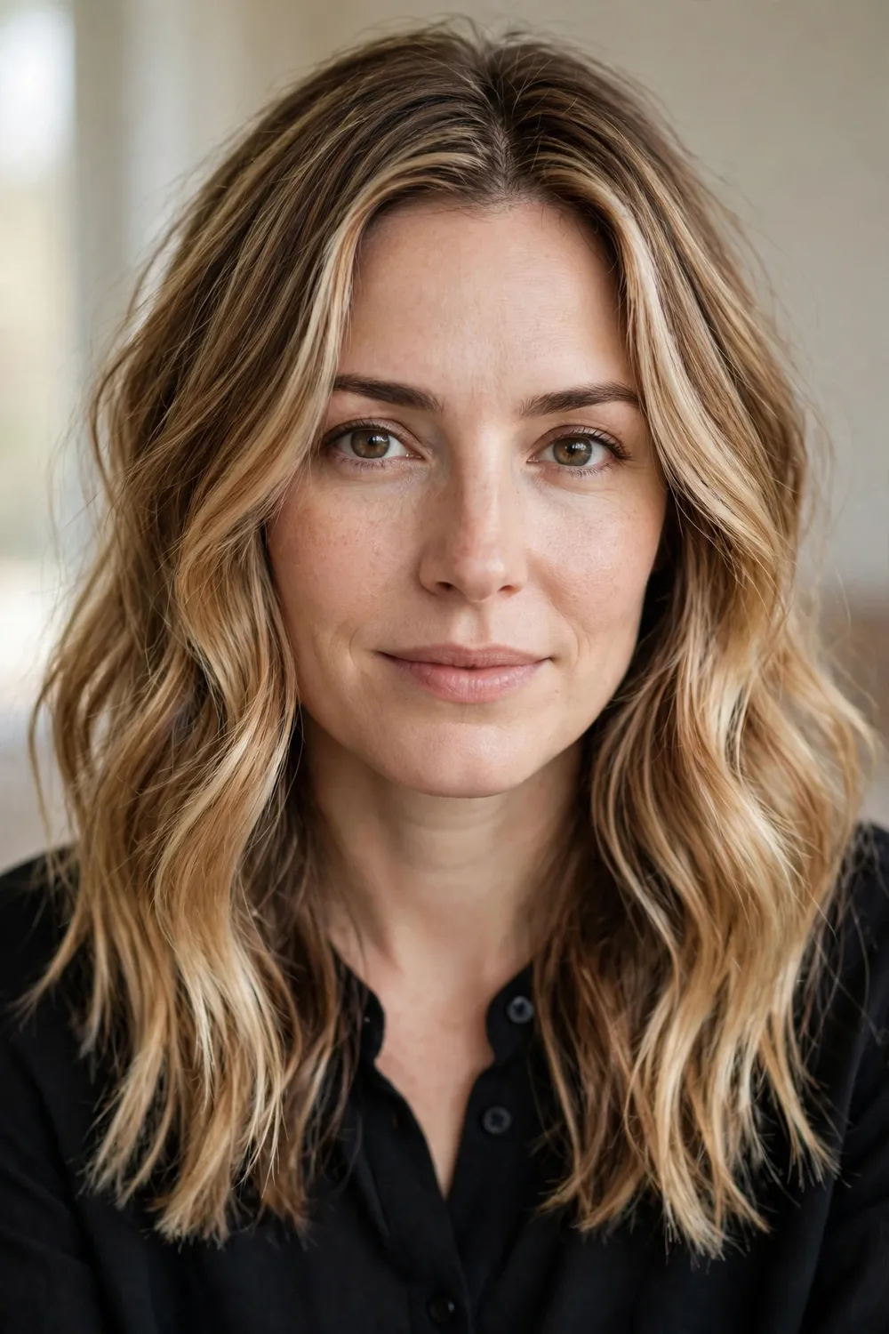 Reverse honey balayage adding depth with darker lowlights over light blonde hair