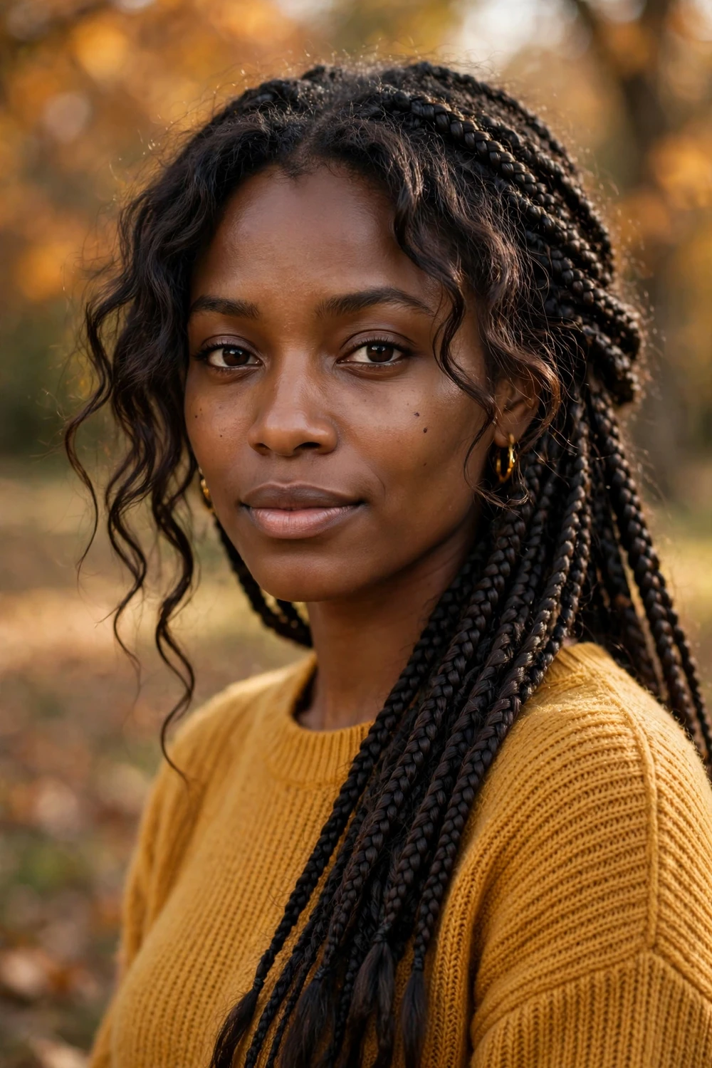 Sew-in braided leave-out hybrid hairstyle, boho braided look
