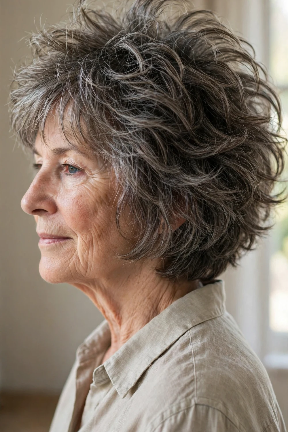 Shaggy bob haircut adding natural volume to fine hair