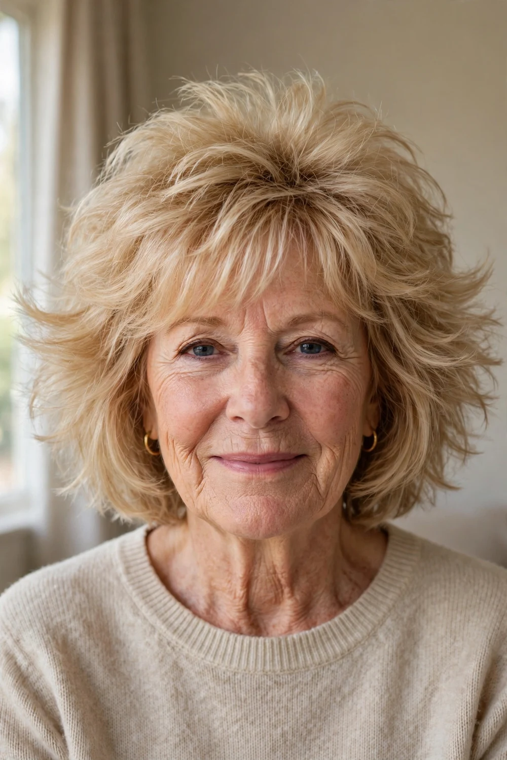 Fluffeluxe haircut with fluffy crown and airy layers on fine hair