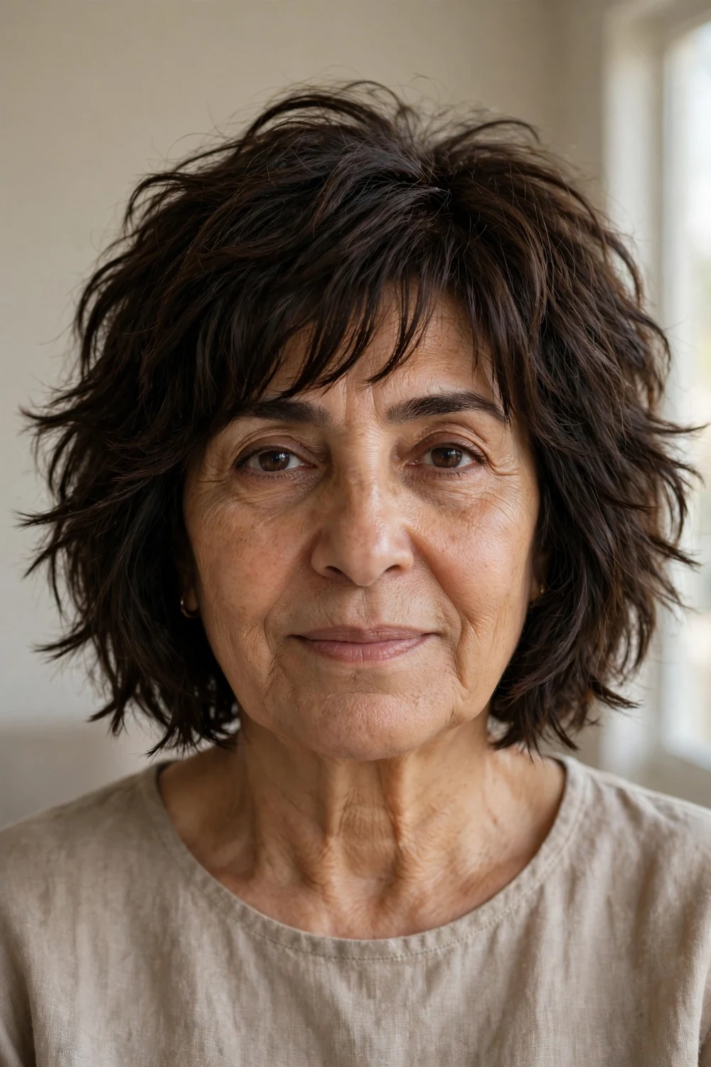 Textured bob shag with movement on fine hair
