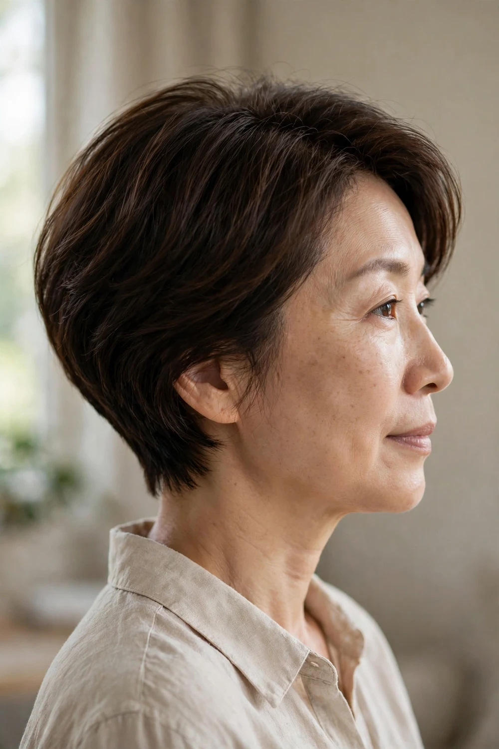 Tapered short bob haircut for fine thin hair
