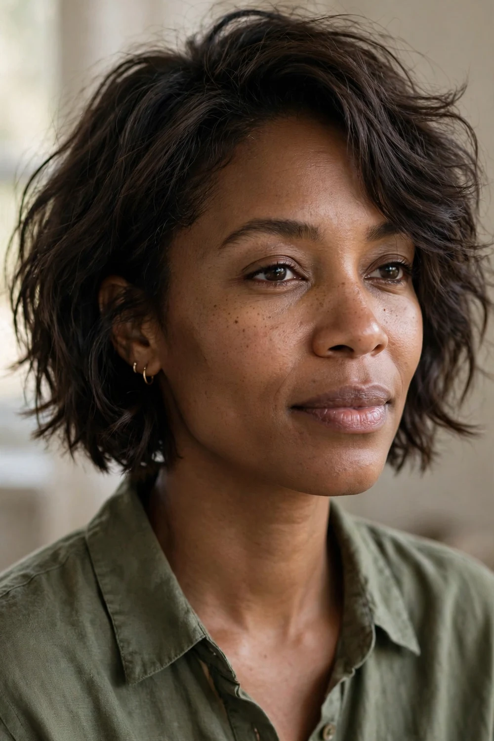Tousled waves short bob for fine thin hair