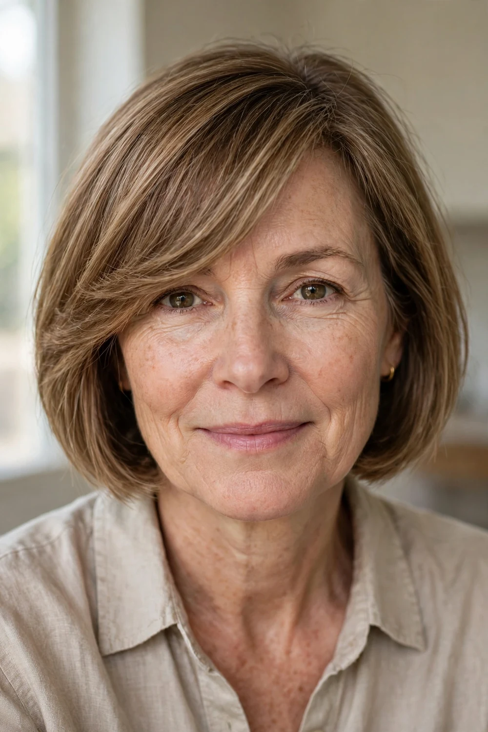 Short bob with side bangs for fine thin hair