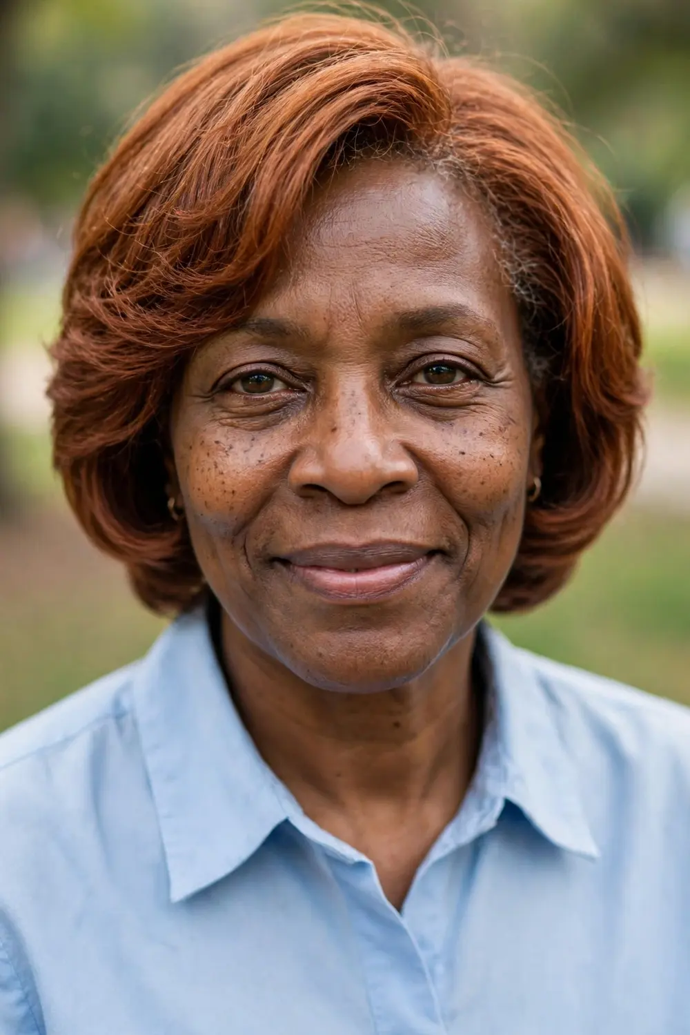 Woman over 50 with a softly layered pageboy haircut with curved ends