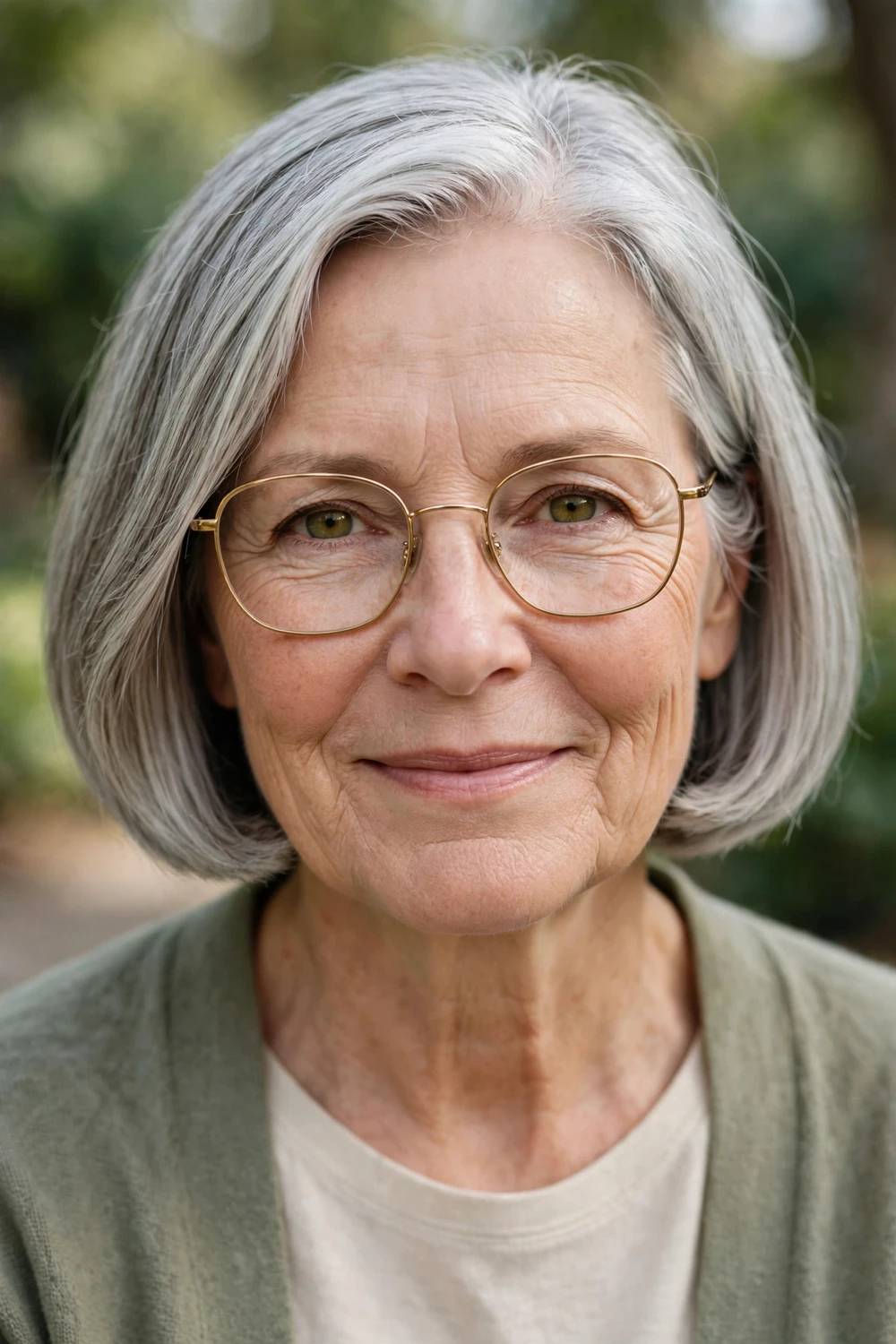 Woman over 50 with a classic short bob with a side part