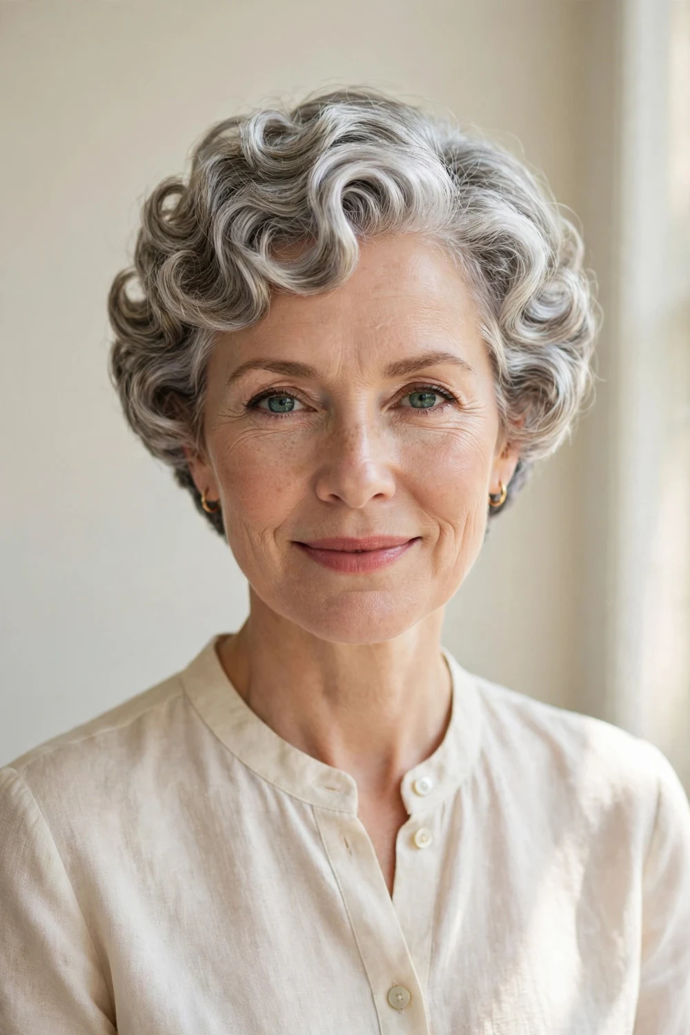 Classic retro curly pixie, vintage-inspired sculpted curls, timeless short haircut