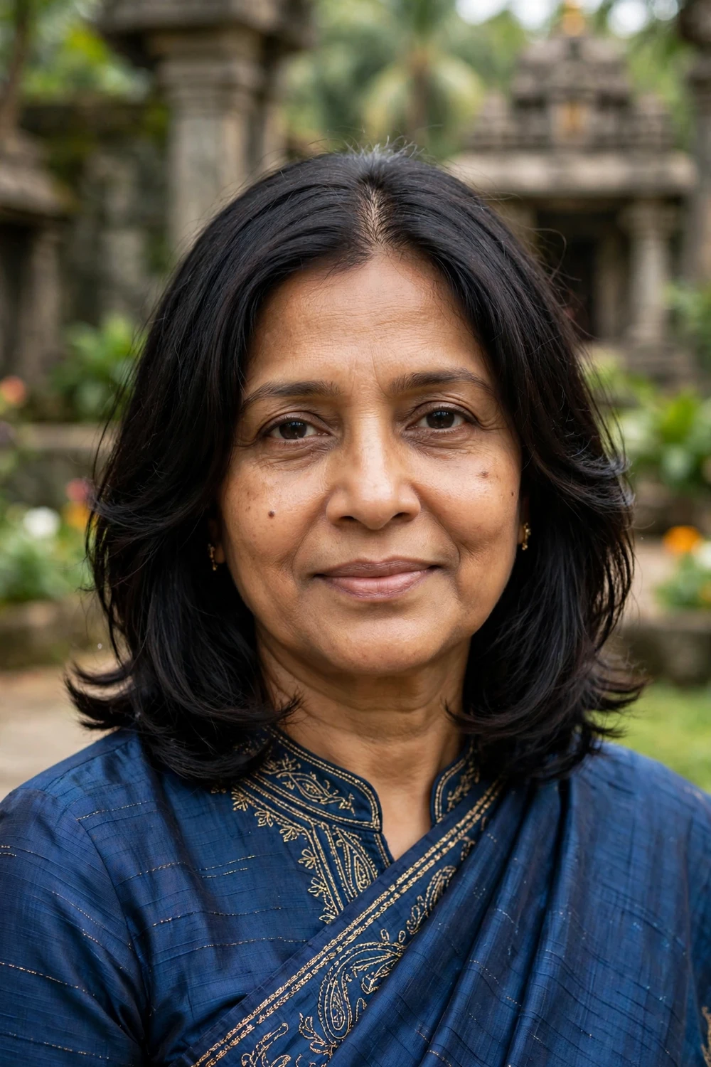 Woman over 50 with shoulder-length hair and face-framing layers on thin hair