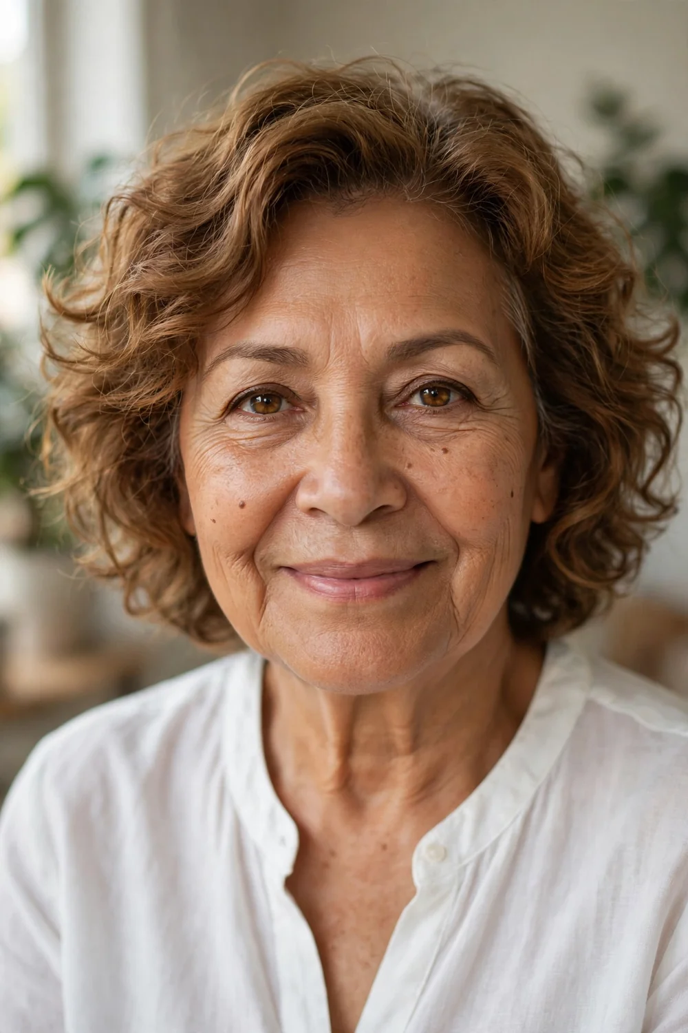 Soft loose face-framing waves on woman over 60