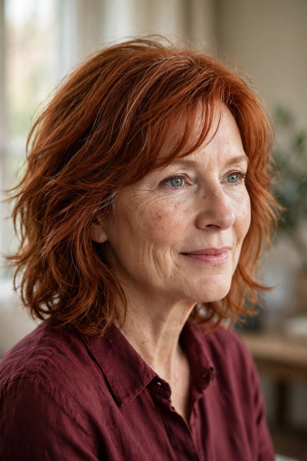 Soft shag haircut with feathered face-framing layers