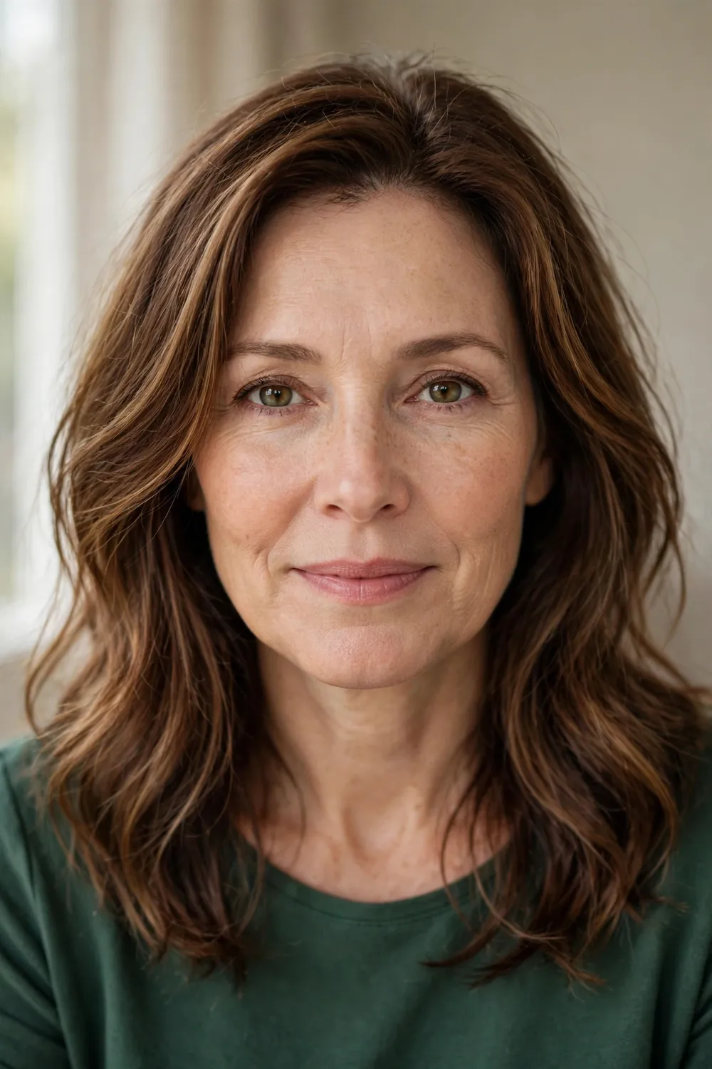 Chestnut brown with soft warm caramel highlights for gentle movement