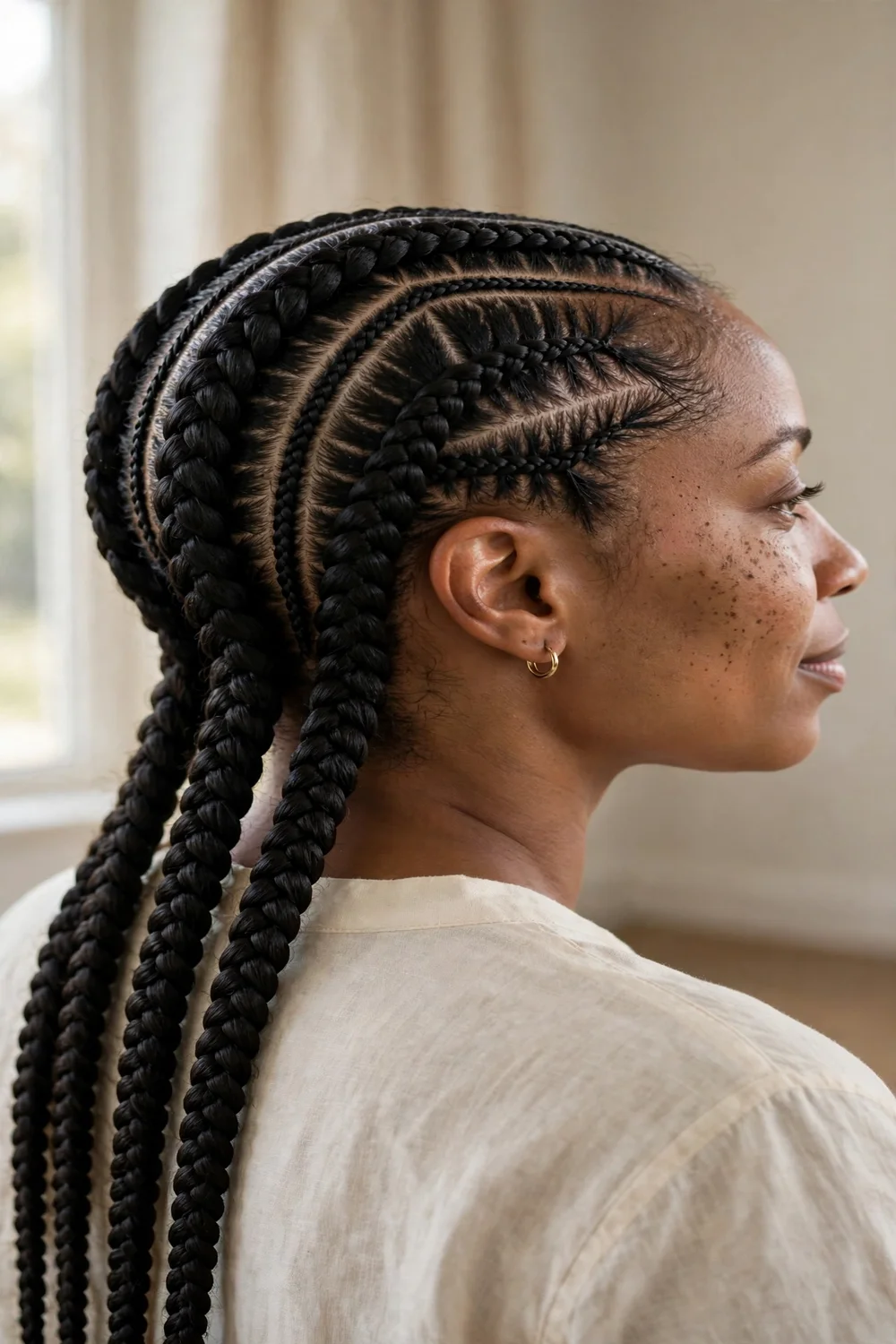 Precise stitch cornrows with clean parting lines