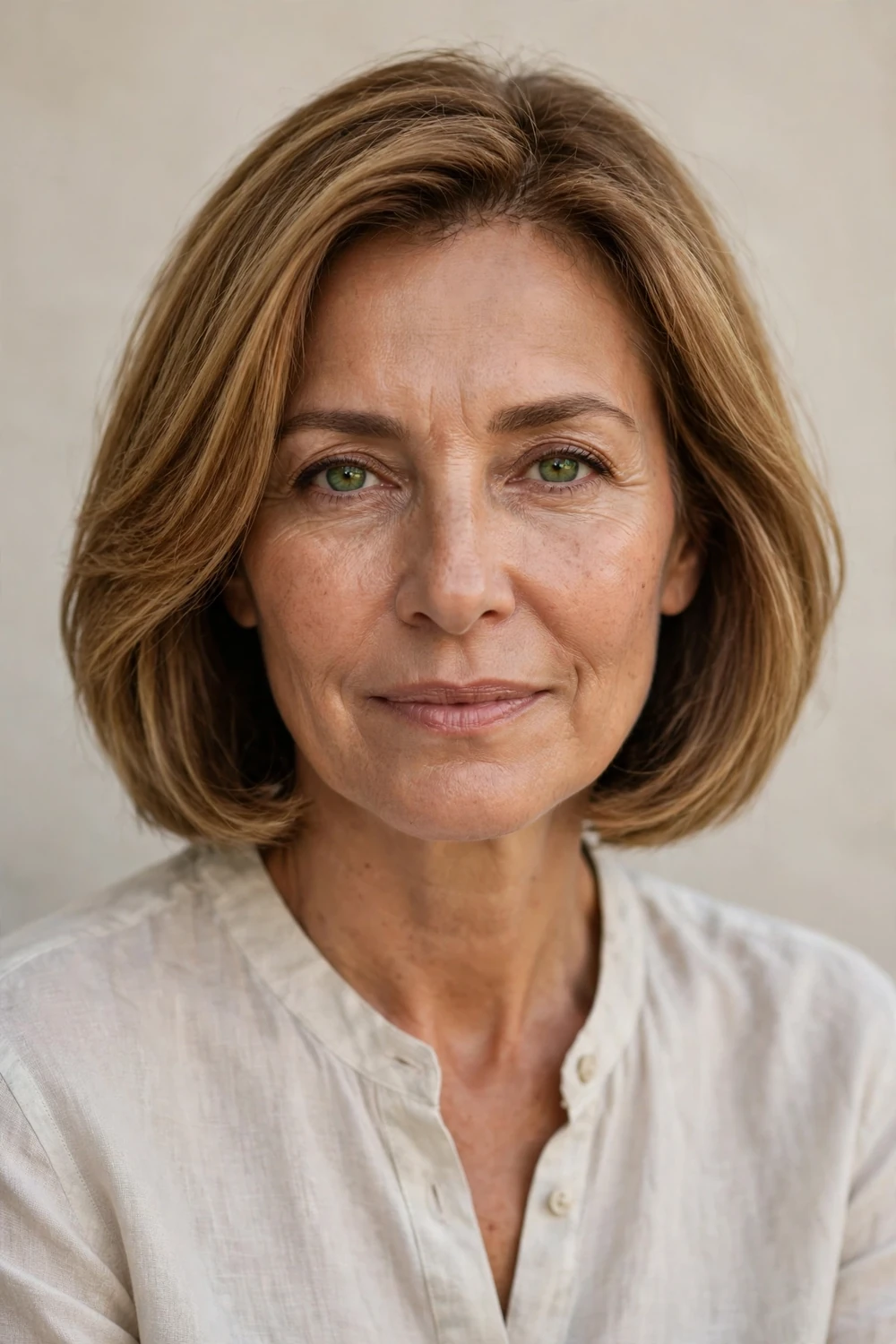 Subtle layered bob with clean one-line silhouette