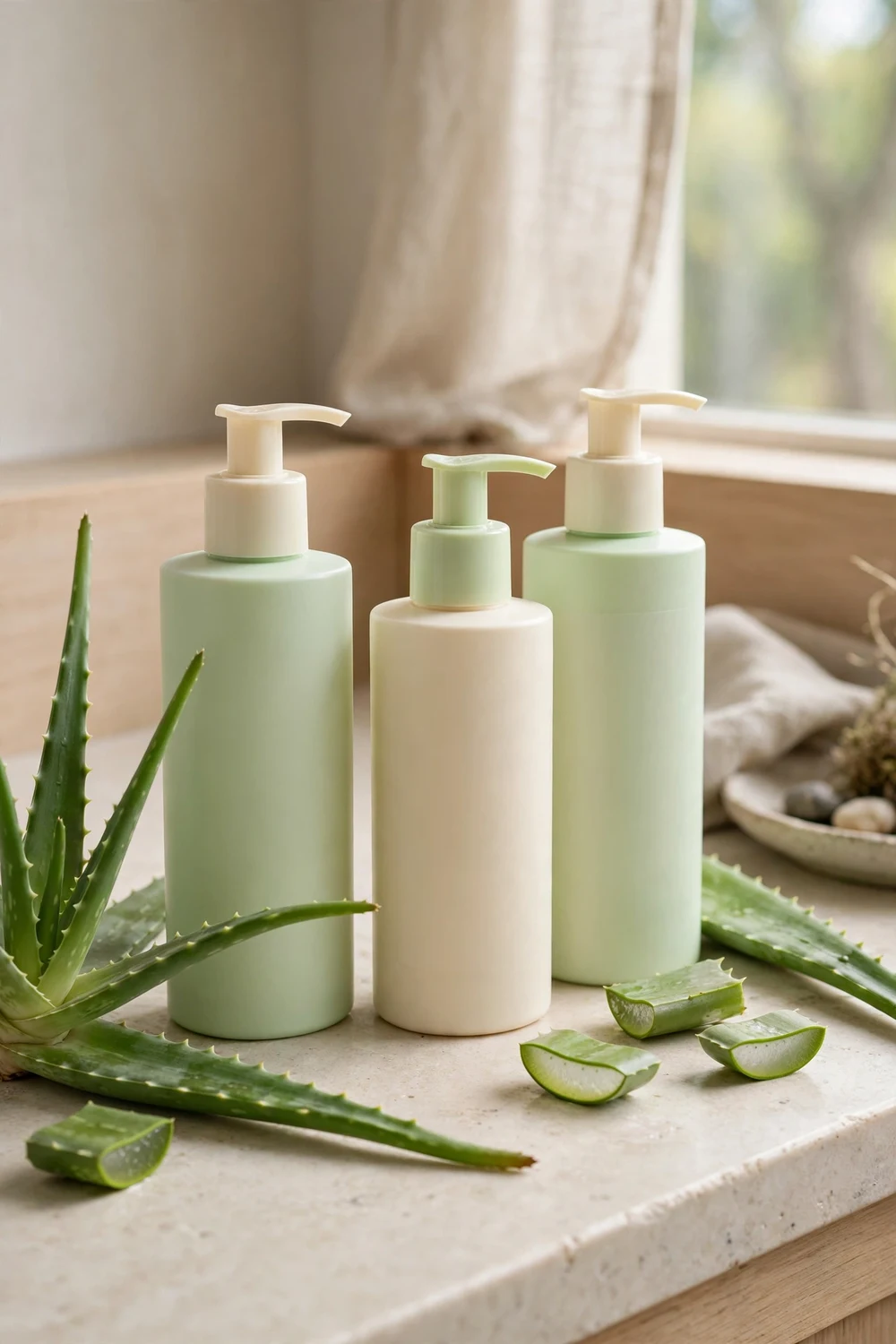 Gentle sulfate-free shampoo bottles as safer alternatives to harsh hair products