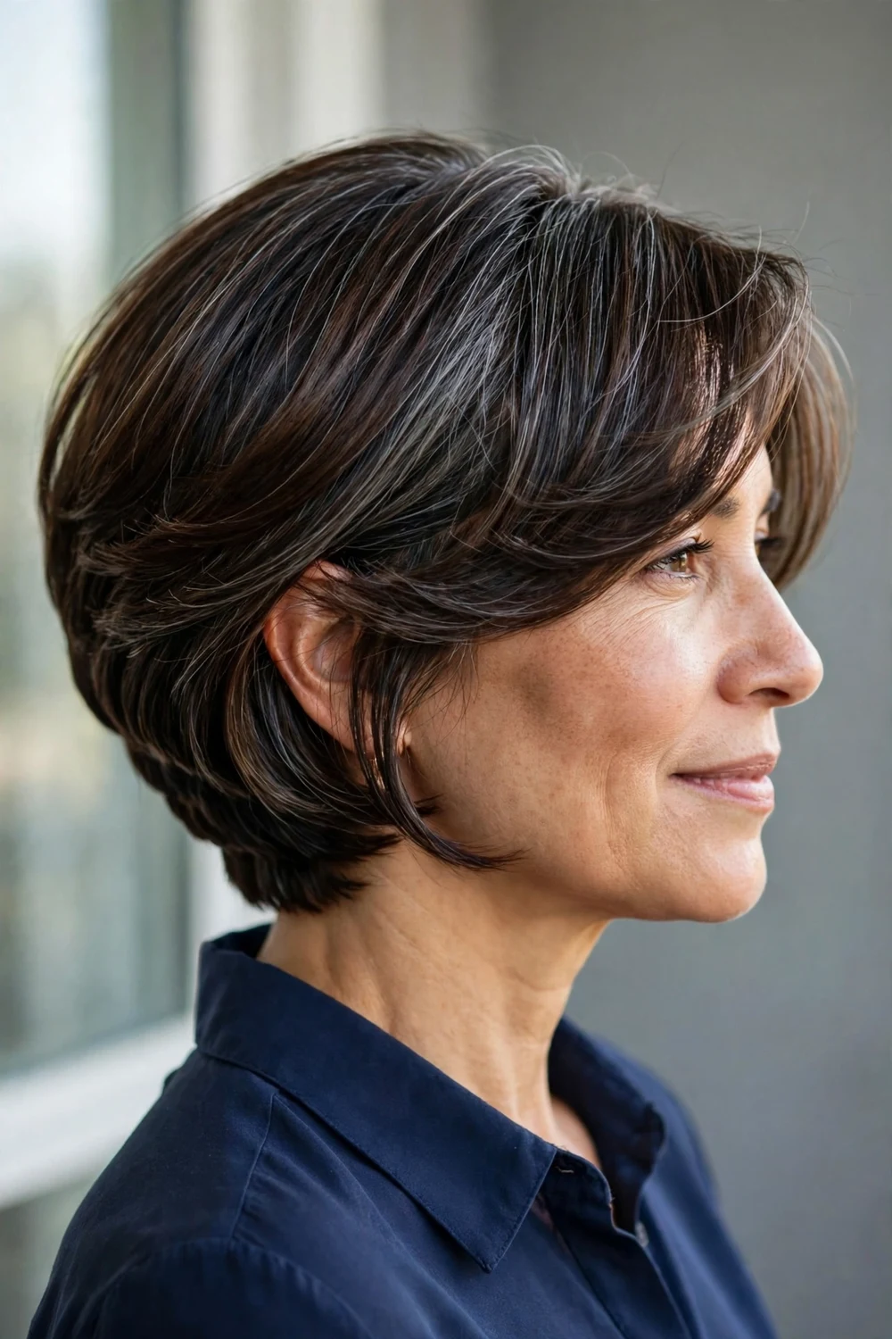 Swooped graduated bob with smooth curved graduation and long front