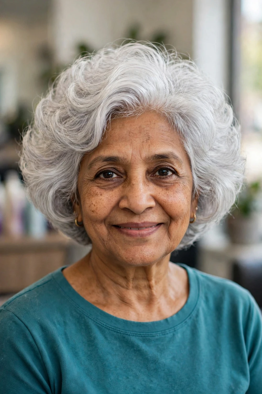 Mature woman with textured bubble bob