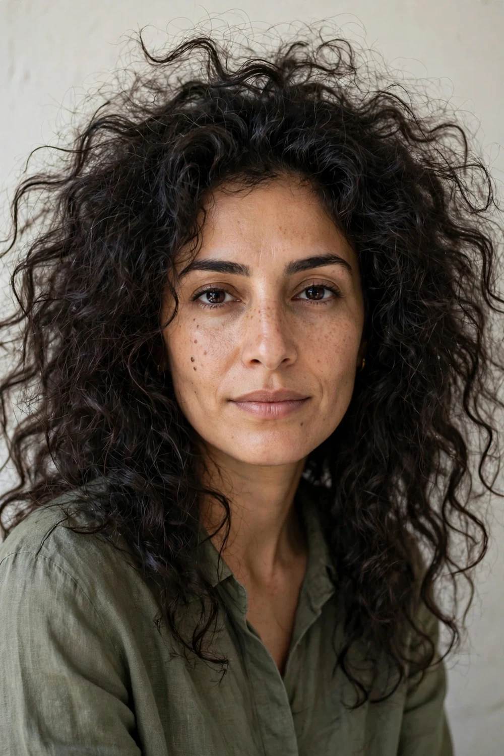 Woman with thick frizzy hair that is a good candidate for keratin treatment