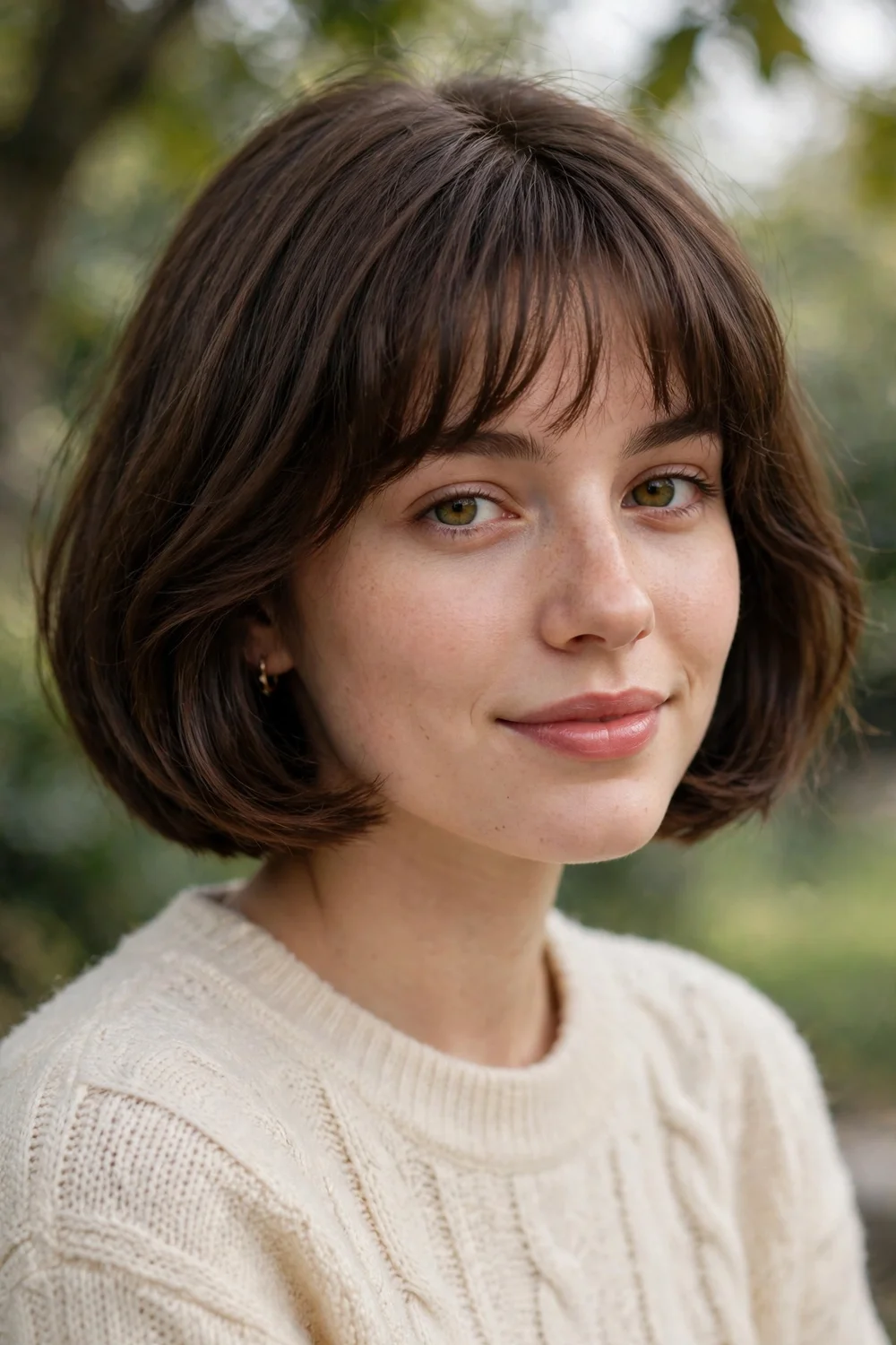 Young woman with a French bob and soft fringe