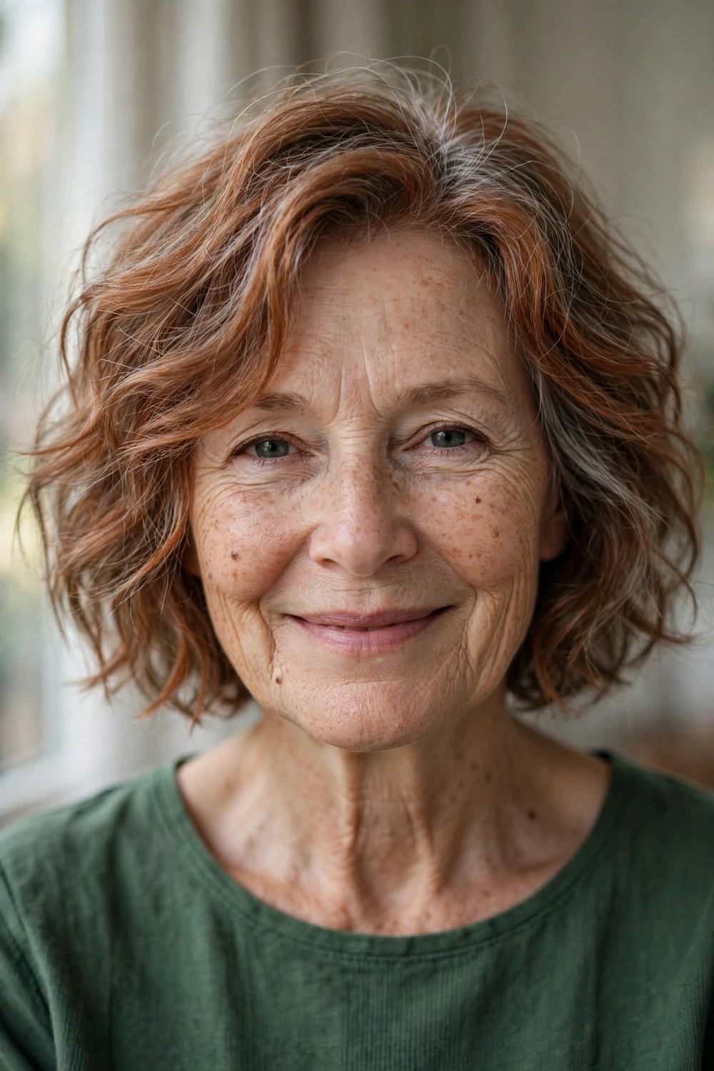 69-year-old woman with blonde tousled bob with beachy waves