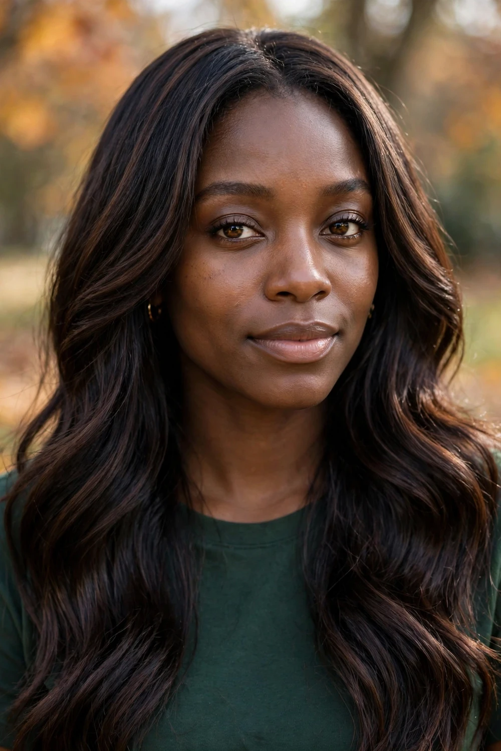 Woman with velvet espresso fall hair color