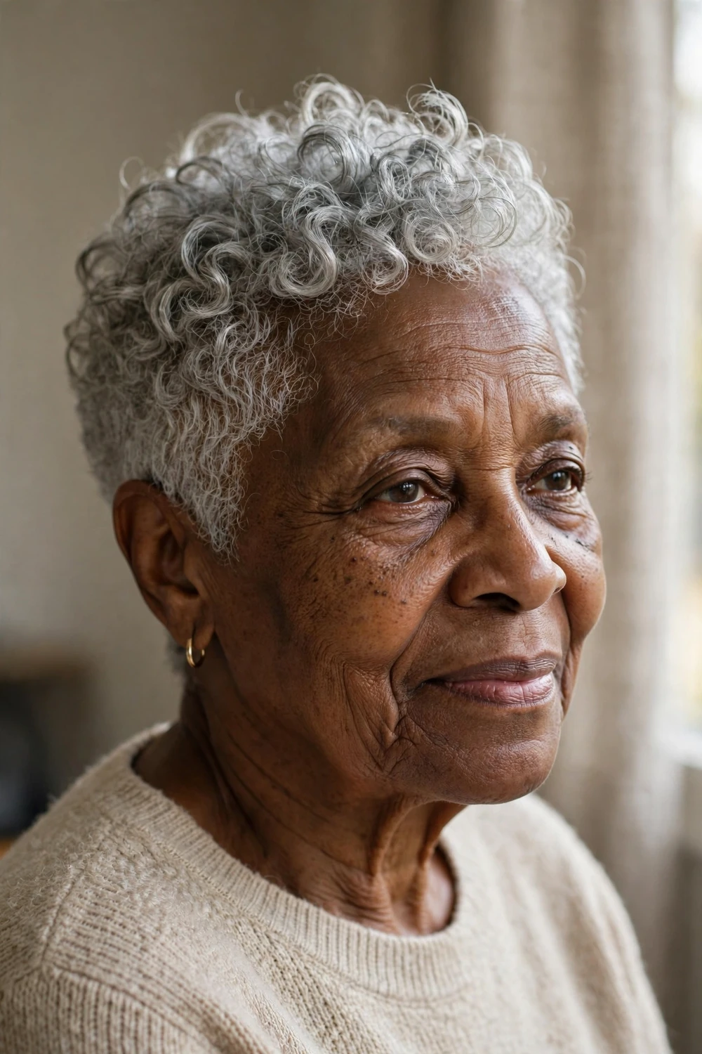 Very short curly pixie haircut for women over 70