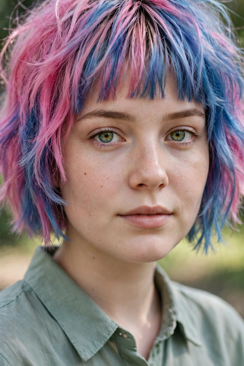 Vivid artistic color choppy bob with bangs