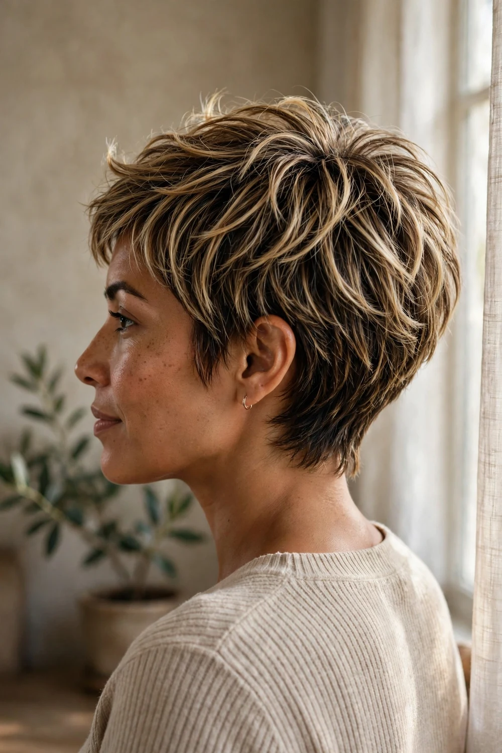 Razor-Cut Pixie volume boosting haircut for fine hair