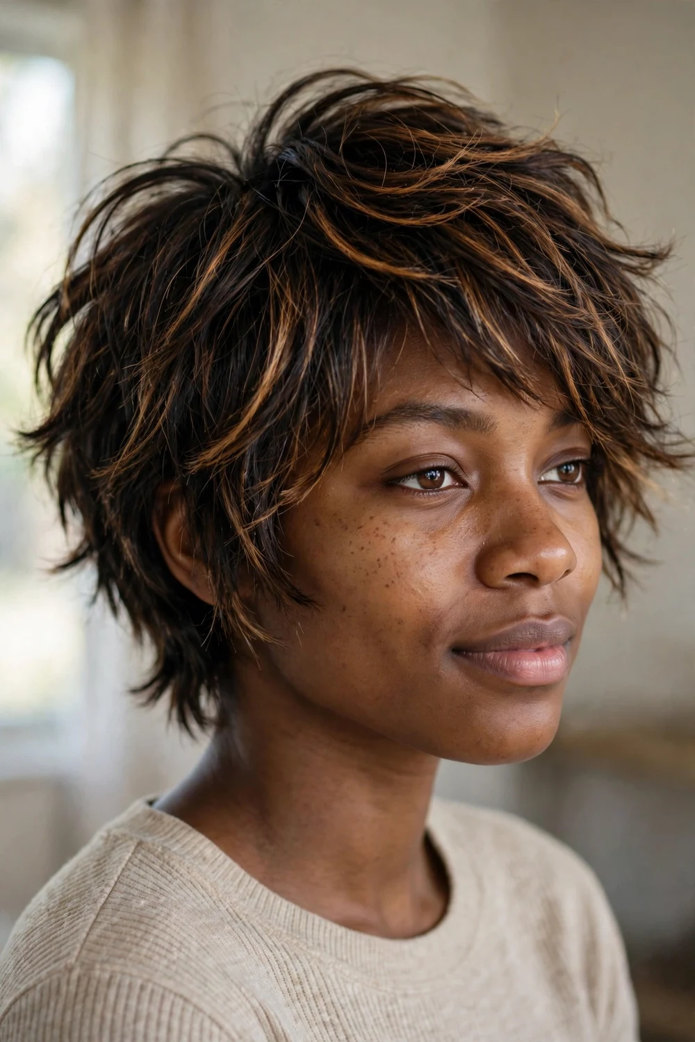 Short Layered Shag volume boosting haircut for fine hair