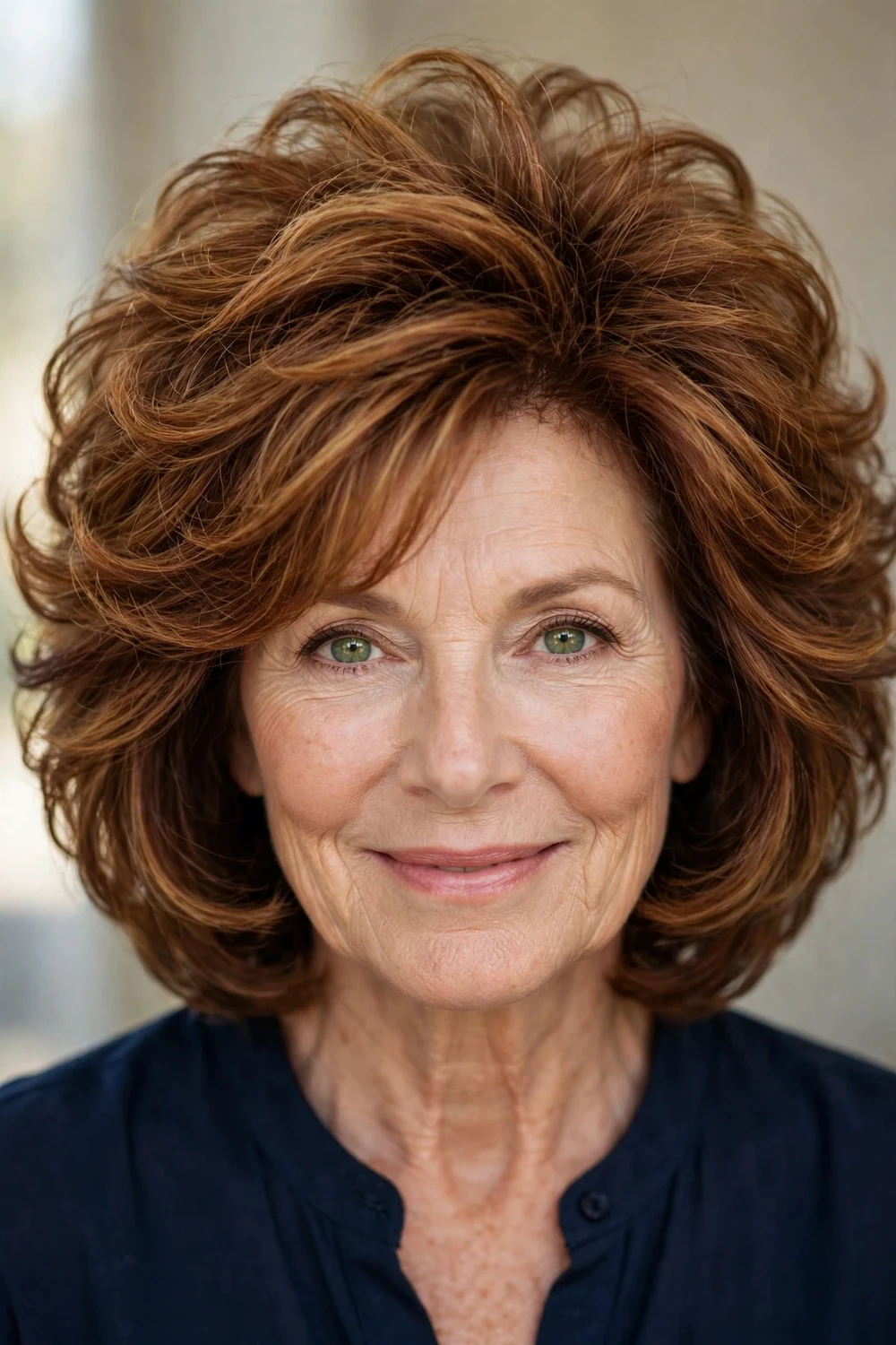 Voluminous layered bob with lifted crown