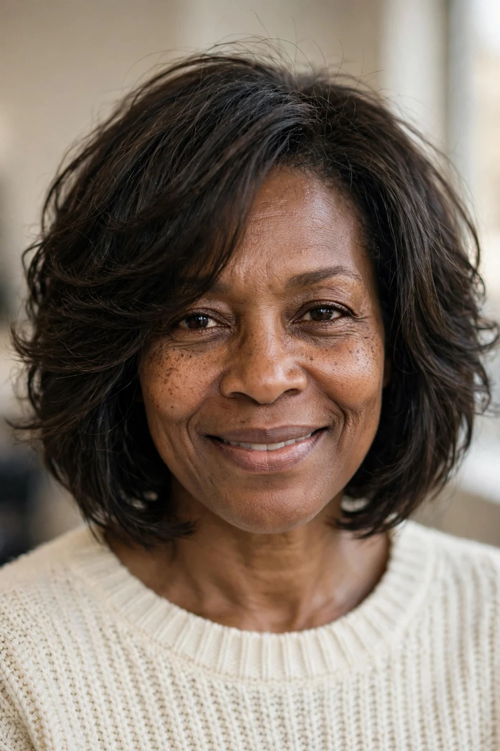 Wash-and-wear layered bob air-dried naturally