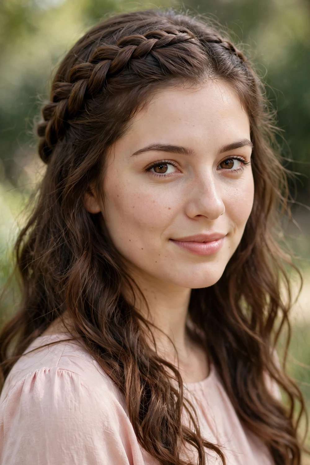 Woman with a waterfall braid with cascading strands