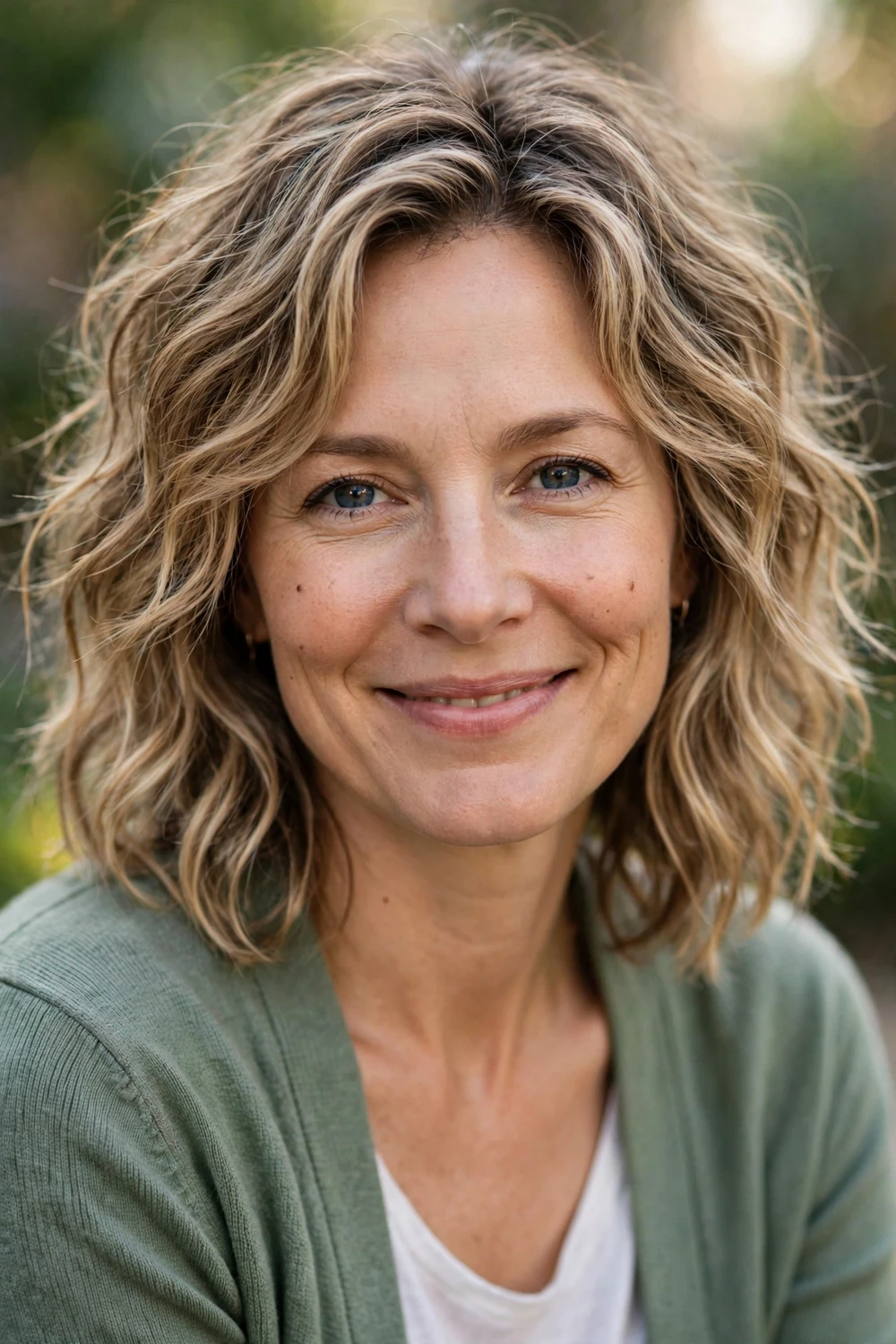 Woman with a lived-in wavy shag with soft natural-looking waves and subtle layers