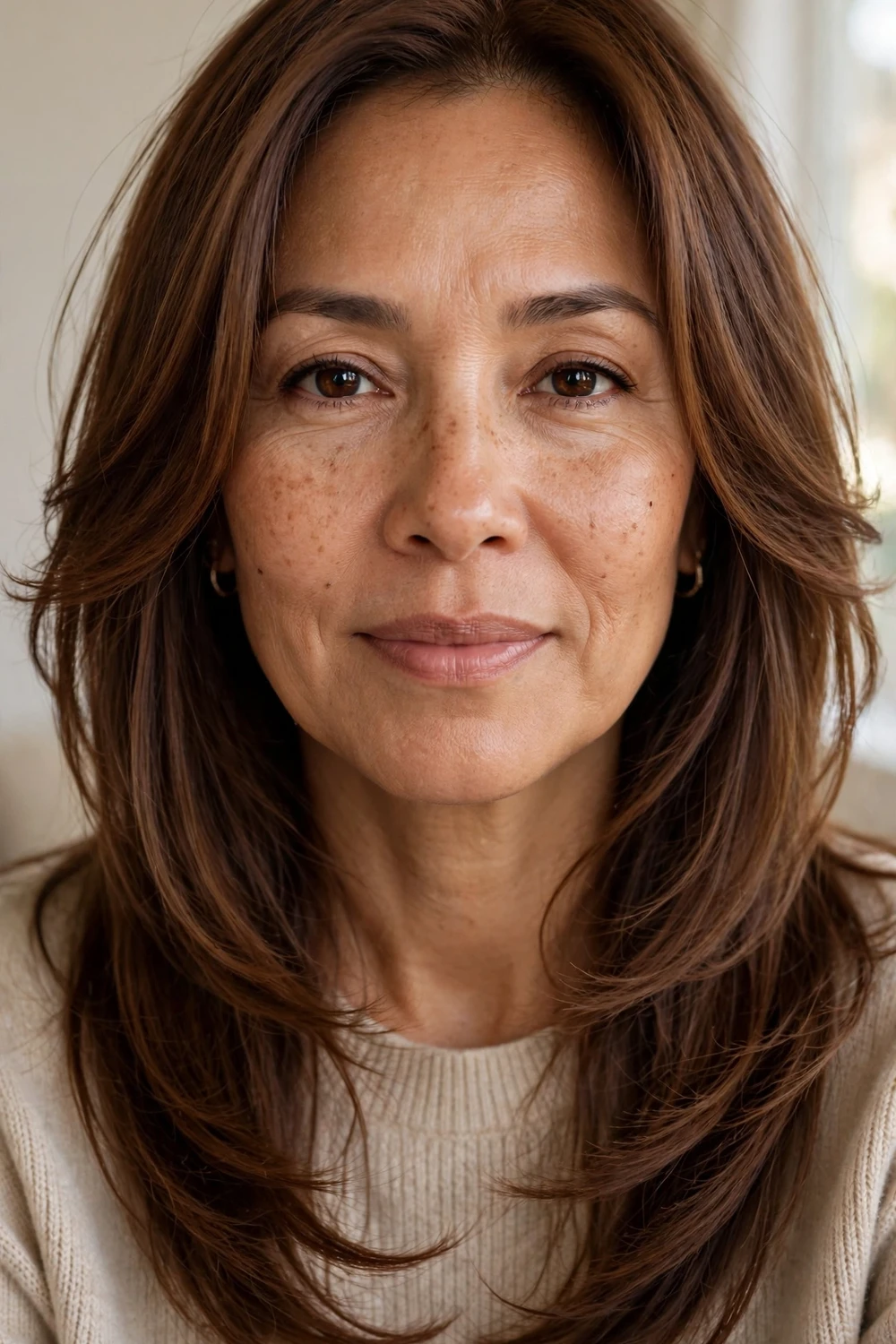 Wispy face-framing layers church hairstyle
